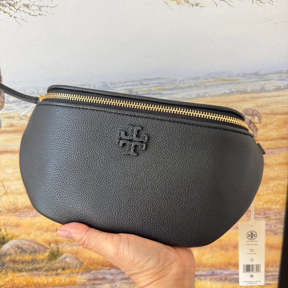 NWT‼️Tory Burch Thea Belt Bag 165917 Pebbled Leather Black $395